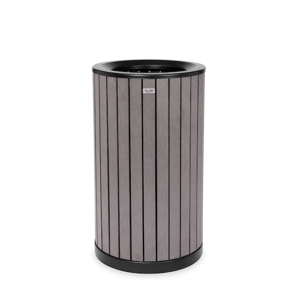 Alpine Industries 32 gal Round Outdoor Can, Grey, Steel + Plastic wood, 20 in ALP4400-01-GRY - main